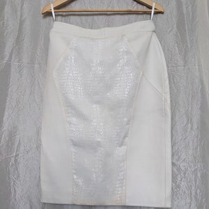 Mark Spenser white leather skirt  MS skirt White skirt Leather skirt Pencil skirt Office skirt Short skirt Animal print skirt size 38