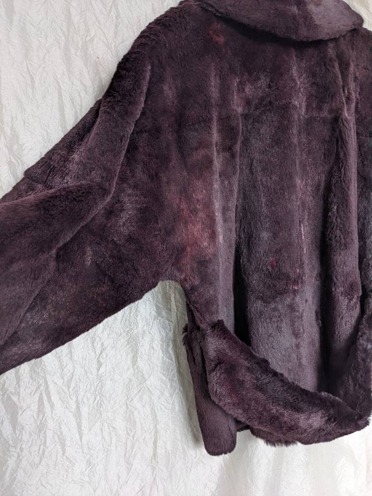 Wild Cat Fur Coat Lynx Fur Coat Fur Jacket Purple Fur Size M Etsy