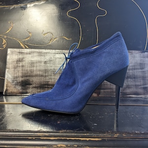 Ashley Brooke blue suede boots Blue boots Real leather High heel boots Pumps shoes Made in Germany Genuine suede Size 40