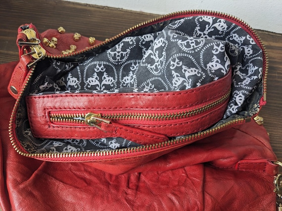 Thomas Wylde Red Leather Skull Clutch, Gold Chain Strap - Etsy