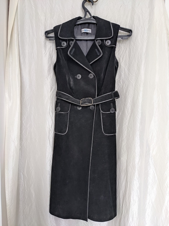 Vintage long shearling coat Suede shearling vest … - image 1
