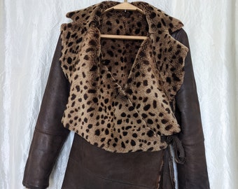leather jacket with leopard print inside