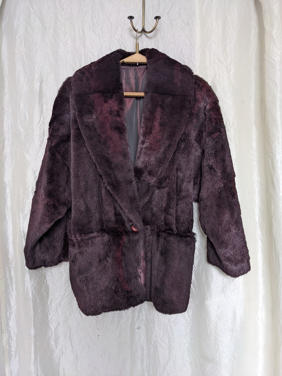 Wild Cat Fur Coat Lynx Fur Coat Fur Jacket Purple Fur Size M Etsy