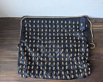 Thomas Wylde Black Leather Skull Rivet Clutch - Etsy