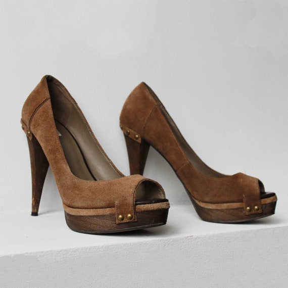 Zara dames schoenen Bruine schoenen Echte hak - Etsy