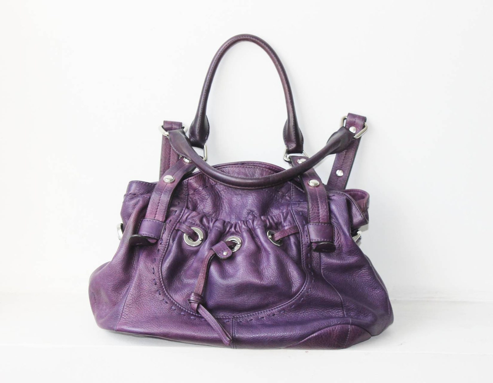 B.Makowsky leather handbag Purple shoulder bag Leather handbag Etsy