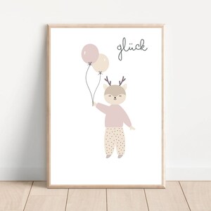 Kinderzimmer Bilder Poster für Jungen & Mädchen, Waldtier im schlichten skandinavischen Boho Stil, Pastellfarben, Wanddeko - Die Nanolies