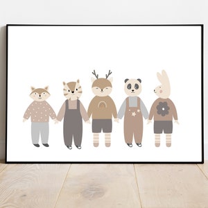 Kinderzimmer Bilder Poster für Jungen & Mädchen, 5 Waldtiere für Kinderzimmer Babyzimmer, Skandinavischer Stil, Boho Wanddeko - Die Nanolies