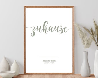 Poster Zuhause personalisiert mit Koordinaten & Vornamen, Bilder Wohnzimmer, Einzugsgeschenk Wohnung Haus, Einzug Hausbau Hochzeit Richtfest