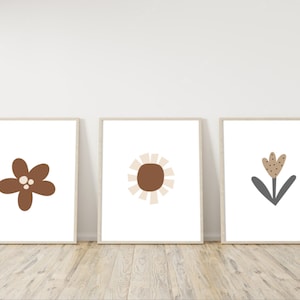 3er Set Boho Blumen Poster, Kinderzimmer Bilder für Jungen, Mädchen & Baby, Kinder Wanddeko Geschenkidee Kinderposter Taufgeschenk Nanolie ©
