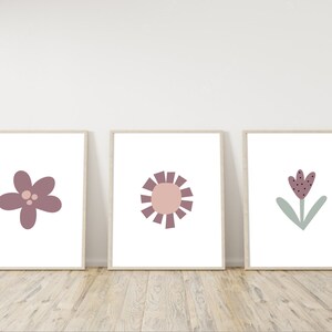 3er Set Boho Blumen Poster, Kinderzimmer Bilder für Jungen, Mädchen & Baby, Kinder Wanddeko Geschenkidee Kinderposter Taufgeschenk Nanolie ©