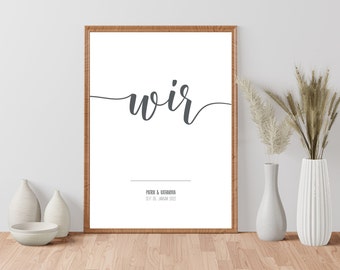 WIR - Hochzeitsposter, Paarposter, Liebesposter personalisierbar mit Namen & Datum, Geschenk für Jahrestag, Jubiläum, Brautpaar, Hochzeit