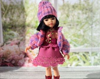 Clothes set for Paola Reina doll, 13 inch doll clothes, outfit Paola Reina doll, knitted doll clothes, Ruby Red Siblies, Little Darling doll