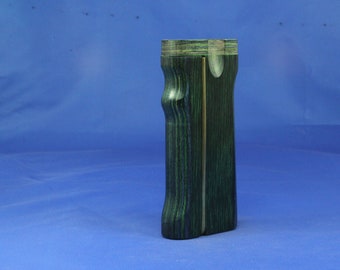 4/" Dugout One Hitter Emerald Diamond Wood Twist Top With Solid Brass Bat