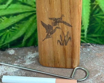 4" Duck Hunter Wood Slide Top Dugout With One Hitter, Poker and Extra Spring