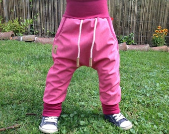 Softshell pants in pink with cuddly side