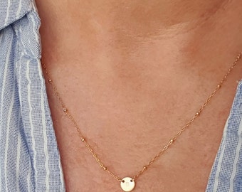 INITIAL DOTTY | Personalized 14k gold filled chain with small, golden dot | 6.4 mm | initial | letter | simple | delicate | tiny