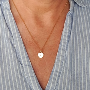 TESORO | 14k gold filled Kette | Herz | Liebe | Plakette | 925 Silber 24k vergoldet | personalisierbar | Buchstabe | Initiale | Anhänger