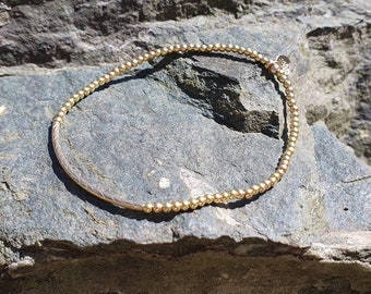 GOLDEN HOUR | 14K gold-filled beaded bracelet | delicate | tube | initial | minimalist | elastic | customizable | stretch | bangle
