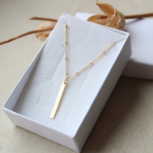SKINNY GOLD BAR | 14k gold-filled satellite chain with gold bar pendant | Engraving | Bar | Minimalist | Customizable | Initial