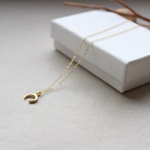 TINY MOON II | 14K gold-filled necklace with a shiny mini moon made of 925 silver, 24K gold-plated | Horn | Moon | Gold | Customizable