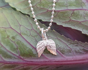 ANGEL 925 | 925 Sterling Silver Necklace with Double Wings | Personalizable | Initial | Wings | Angel | Icarus | Delicate | Small | Heaven