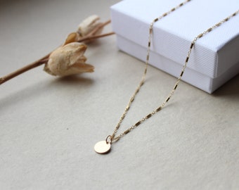 GOLDEN DOT SPECIAL | Flat bar chain made of 14K gold filled | Dot Coin Disc | Special chain | customizable | letter | initial