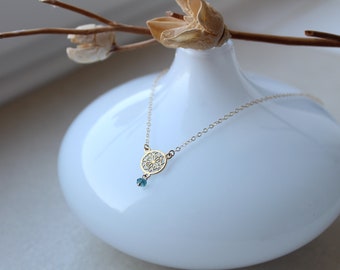 MANDALA SUN DISTHEN - blue | Necklace made of 14K gold filled | Mini Mandala | Disthene pearl faceted | customizable | Kyanite | Pearl