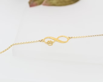 INFINITY PAW | 14k gold filled bracelet with infinity & paw symbol, 925 sterling silver, 24K | infinity | letter | initial | customizable