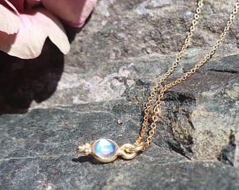 DELLA NOTTE | 14k gold filled necklace with mini labradorite charm | tiny | pure | minimalist | labradorite | gold | customizable