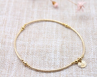 GOLDEN KARMA | 14 K gold filled Armband | zart | Tube | Initiale | minimalistisch | elastisch | Kugel | personalisierbar | stretch | Armreif