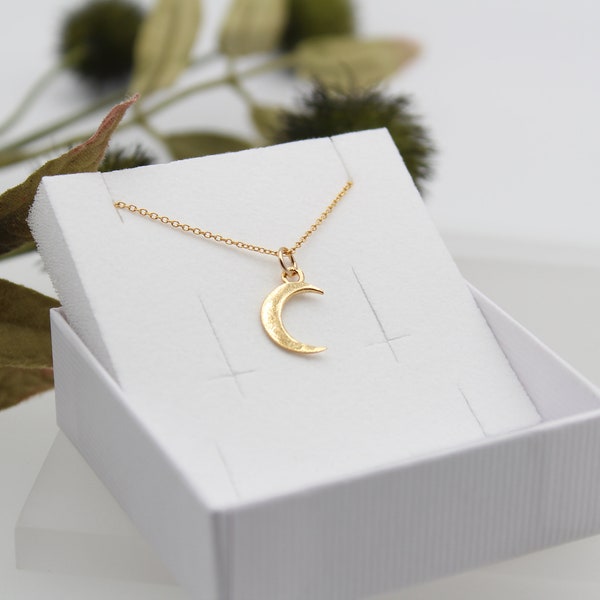 LITTLE MOON | 14k gold filled Rundanker- / Panzer- Satelliten- / Erbs-/  Spezial- Satellitenkette Mond | Himmelskörper | Sonne | Sterne