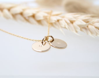 PURE GOLDEN DOT | 14k gold filled disc pendant | 10 mm coin | minimalist | dot | customizable | letter | initial