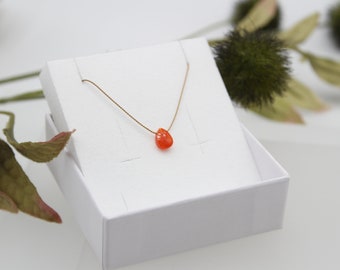 MY LITTLE CARNELIAN | Silk necklace | Orange | Faceted carnelian briolette | 14k gold filled elements | Pumpkin | Mandarin | Customizable