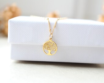 TREE OF LIFE | 14k gf satellite chain | Round anchor chain | Pendant made of 925 silver 24k gold plated | Tree of life | customizable