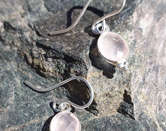 ROSALIE | Earrings in 925 sterling silver with rose quartz | pink | oval | Karma | boho | rose | bohemian | delicate | dangle earrings