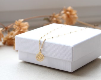 MANDALA GRACE | 14k gold-filled satellite chain | Mandala | Karma | Lucky chain | Gold | customizable | Laser cut | Laser cut | round