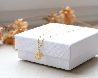 MANDALA GRACE | 14k gold filled satellite chain | Mandala 925 silver 24k gold plated | Karma | Lucky necklace | Gold | customizable