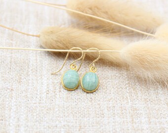 MARE | Earrings made of 14 K gold filled with Amazonite | 925 silver 24k gold plated | mint | Cabouchon | Karma | boho | turquoise | summer | blue