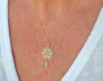 FIORE DI MARE | 14k gold filled necklace 24K gold plated sea flower | amazonite | fleur | mandala | karma | customizable | floral | boho