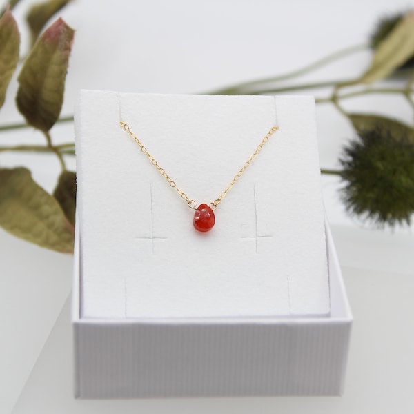 CARNELIAN | 14k gold filled cable chain with carnelian briolette faceted | orange | DROP | tangerine | pumpkin | customizable | delicate