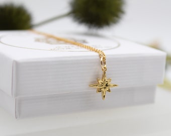 POLARIS II | 14k gold filled necklace with Polaris | customizable | North Star | Star | embossed | celestial body | letter | initial