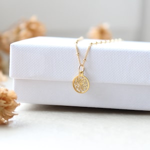 MANDALA SUN | 14k gold-filled necklace | Mandala | Laser cut | Karma | Lucky necklace | Customizable | Initial | Round | Medal | Amulet