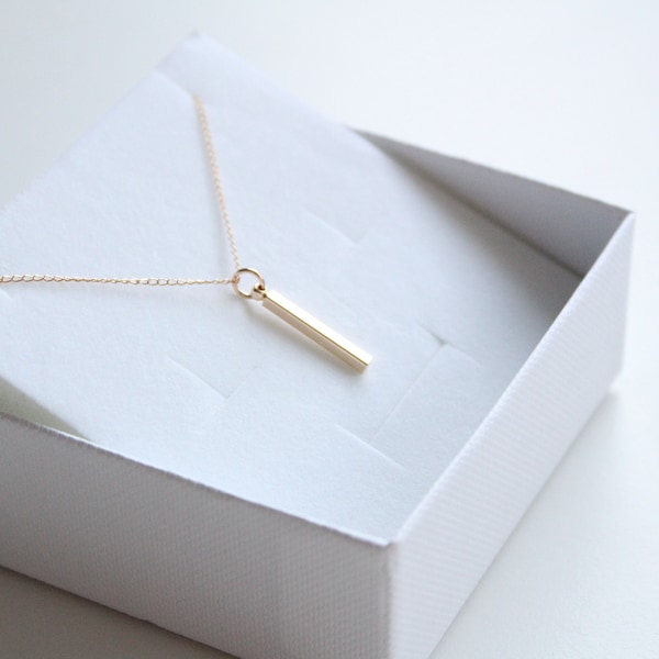 GOLDEN BAR | Kette aus 14k gold filled Rombo mit Mini Stäbchen | minimalistisch | Goldstäbchen |  Goldstab | gold