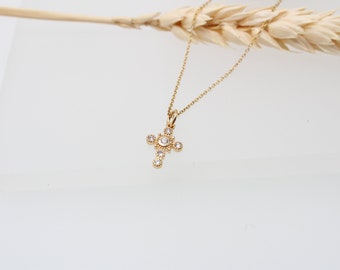 CRUZ | 14k gold filled chain with zirconia cross | zirconia | customizable | faith | Cruz | fine gold chain