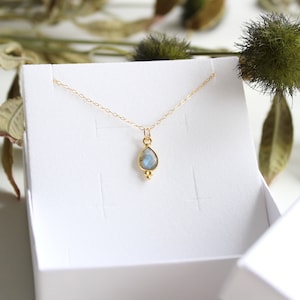 ELYSIUM SMALL | 14k gold filled Kabel Kette | Labradorit | Karma | Glückskette | BOHO | personalisierbar | Tropfen | Initiale | Regenbogen