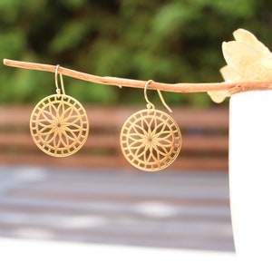 MANDALA STAR | Earrings made of 14k gold filled | Mandala 925 silver 24K gold plated | Flower | Laser cut | Fleur | Karma | Circle | Circle | Star