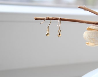 TINY BALL | 14 K gold filled ball earrings with mini balls 3 mm | mini ear hooks | TINY | Sweet