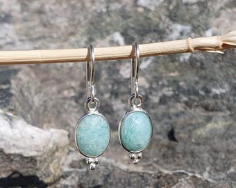 ADELA | Earrings in 925 sterling silver with amazonite | blue | oval | Karma | boho | turquoise | bohemian | delicate | drop earrings