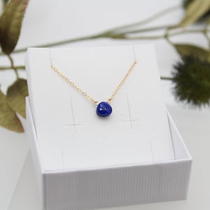 LAPIS LAZULI | 14k gold-filled cable chain with faceted lapis lazuli briolettes | navy | DROP | dark blue | customizable | initial